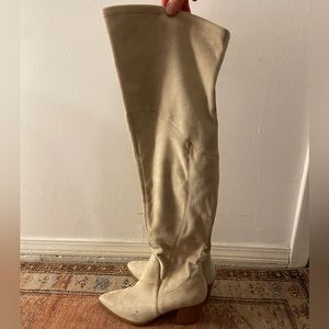 Marc Fisher Suede Over the Knee Boots Natural Color